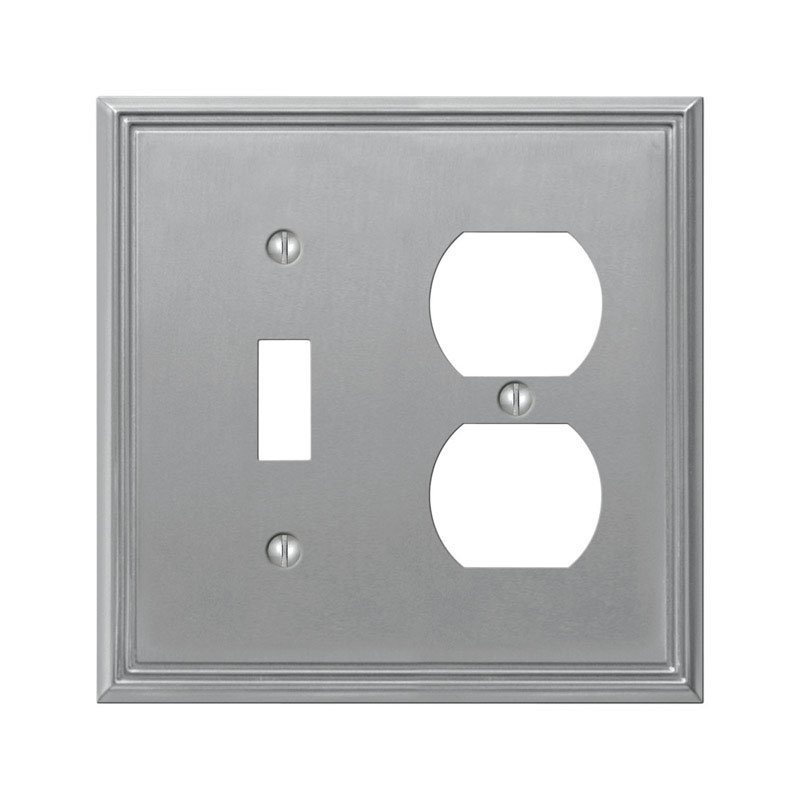 Amerelle Metro 2Gang Duplex Outlet / Toggle Light Switch Combination